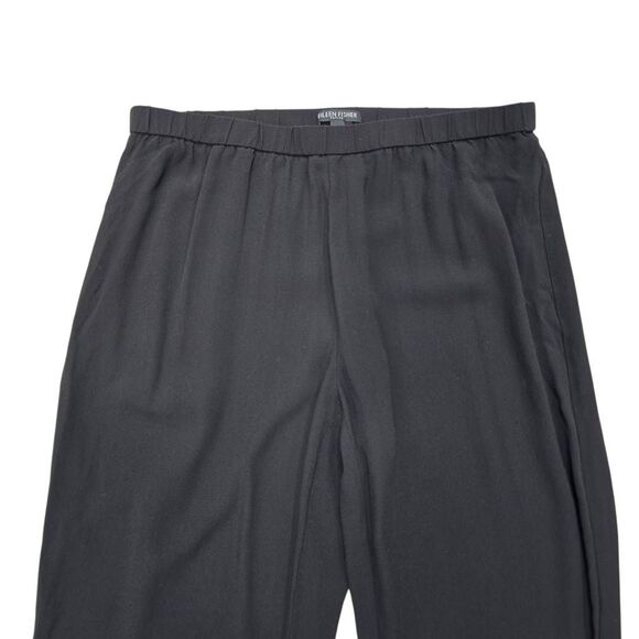 Eileen Fisher Ankle Pants Women's PM Black Silk Tapered Elastic Waist Casual - Picture 3 of 6